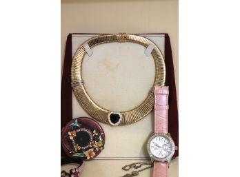 Jay Strongwater Style Compact, Faux Omega Necklace, Guess Watch & More