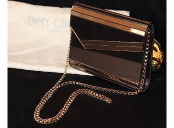 Jimmy Choo Mirrored Bronzed Color Lucite Hand Bag With Metal Chain