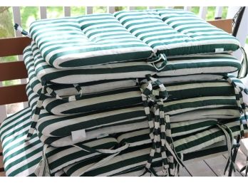 10 Green & White Striped Outdoor Chair Cushions