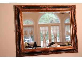 Vintage Ornate Carved Gilded & Painted Beveled Wall Mirror