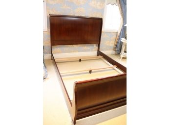 Full Size Sleigh Bed Frame In Rich Wood Tone