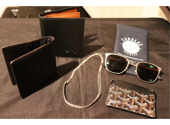 Sterling Necklace, Ralph Lauren Wallet, Goyard Paris Card Holder, Tabulae Sunglasses
