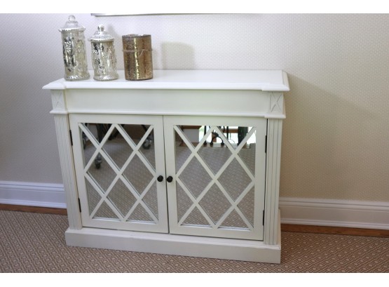 Beautiful Mirrored Cabinet With Shelf Includes Decorative Jars - Contents Are Not Included