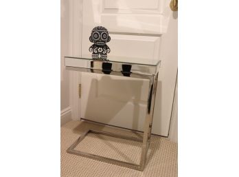 Mirrored Glass Side Table - Includes Minnie Kid Robot