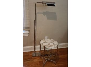 Contemporary Side Table With A Quartz Top & Adjustable Floor Lamp With Chrome Finish
