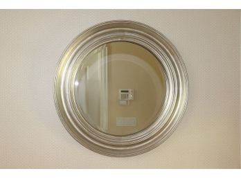 Beautiful Modern Wall Mirror - Round With A Beveled Edge & A Metallic Matted Silver Finish