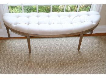Quality Tufted Demilune Accent Bench On Louis XV Style Legs- In Very Good Condition
