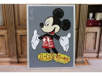 Signed Michael Kalish Original Pop Culture Mickey Mouse License Plate Art 05 Very Unique Piece!