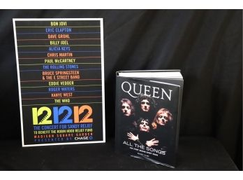 Original 12/12/12 The Concert For Sandy Relief Poster Presented By Chase & Queen Book All The Songs