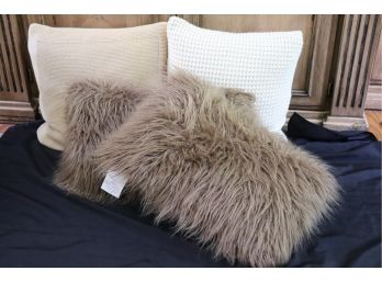 Decorative Pillows Includes 2 Knitted Pillows By Ralph Lauren & Fun Faux Fur Pillows