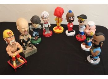 Pop Culture Bobblehead Lot - Hulk Hogan, Goldberg, Bazooka Joe, Popeye, Ronald McDonald, Mr. Potato Head