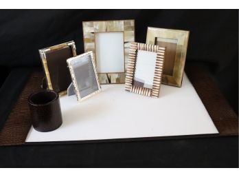 Collection Of Picture Frames & Desk Blotter