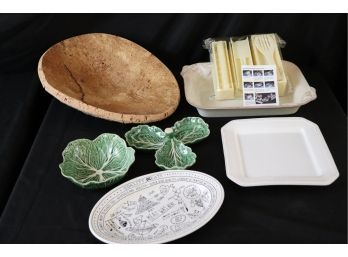 Mixed Collection Of Serving Dishes Includes Wood Serving Bowl, Sushi Making Kit By Meidong, Anfora & Sur L