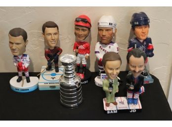 Collection Of Hockey Bobbleheads & Mini Stanley Cup