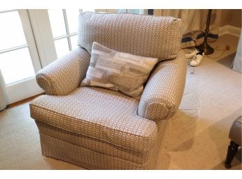 Cozy Armchair On Swivel Base With Custom Design Fabric Includes Fiore By Auskin Pony Hair Pillow