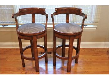 Pair Of Quality Charles Pollock Reproductions Inc. Counter/Bar Stools With Nail Head Detail