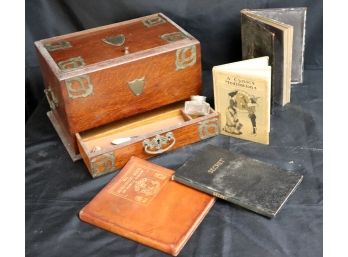Collection Includes Wood Box & Vintage Books Titles Includes Poetry Of The Fields , Auto Guest Book