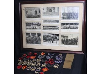 Vintage Lot Of Military Patches, Prayer Book For Soldiers 1917 WW1 & Vintage Framed Military Photos