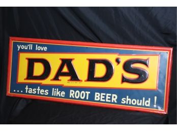 Vintage Dad's Aluminum Soda Sign - Good Condition For Age- PM -5 - Printed USA