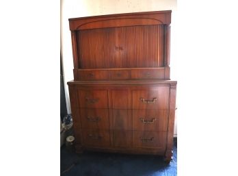 Vintage John Widdicomb Cabinet/Dresser, Beautiful Wood Grain, Three Drawers & Tambor Doors