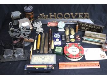 Mixed Vintage Collection Includes Stamp Collection & Ink Well
