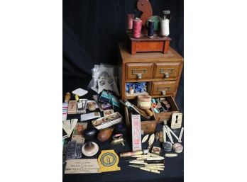 Vintage Collection Includes Vintage Sewing Box With Accessories, Missing One Drawer
