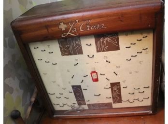 Vintage La Cross Box Made Of Wood & Glass For Manicure Products. No Glass Backing