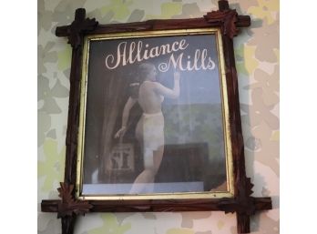 Vintage Alliance Mills Bawdy Advertising Photo In Original Wood Frame