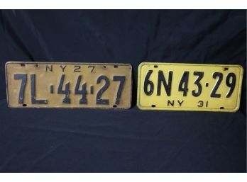 Vintage New York State License Plates From 1927 & 1931