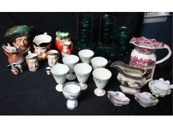Decorative Items - Toby Mugs , Hand Painted Egg Cups, Masons Pitchers & Set , Sugar & Creamer