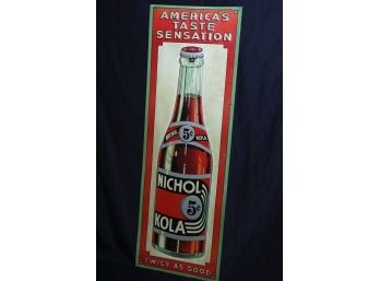 Vintage Nichol Cola Sign - Twice As Good Parker Metal Decc0