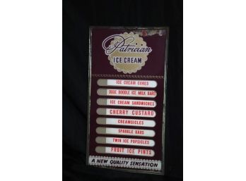 Patrician Ice Cream Sign - A New Quality Sensation Beeco Inc. Chicago