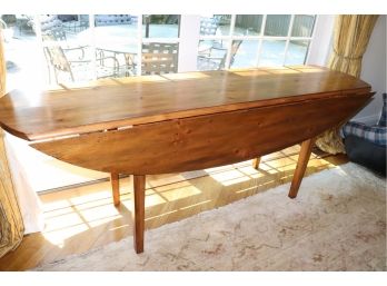 Distressed Style Pine Drop Leaf Console To Oval Dining Table