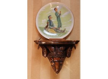 Pair Of Ram Head Wall Decorative Units With Norman Rockwell Plates