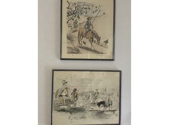 E. Alvarez Don Quixote Signed & Royal Carriage Crossing Lithographs
