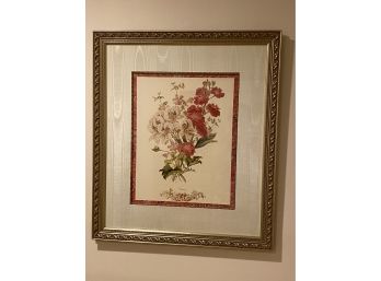 Pair Of Botanical Prints In Gilded Frame With Linen Mat