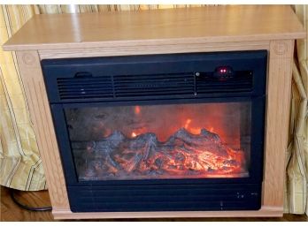 Electric Fireplace Heater On Casters With Blow Heater, Tested And Works, Amish Craftmanship Made In USA