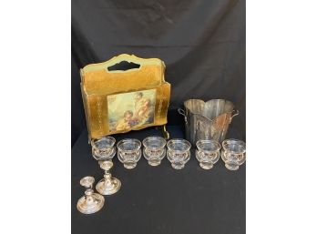 Assorted Decorative Tabletop Items  Sterling Silver Candlesticks & More