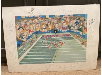 Vintage 86 NY Giants Championship Art Poster Signed By The Entire Team
