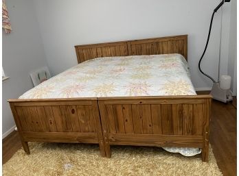 Pair Of Twin Bed Frames As King Bed Frame With Mattresses & Bedding