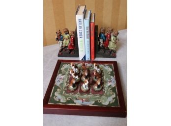 Dressed Kitten Bookends, Fox & Hound Tic Tac Toe & Assorted Hardcover Books