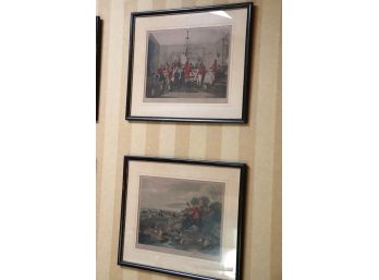 Pair Of Vintage Equestrian Style Prints With Black Frames