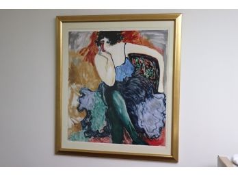Barbara A Wood Signed & Numbered Lithograph In Antiqued Gold Leafed Frame