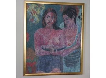 Gauguin Style Textured Painting Of Indonesian Girls