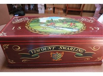 Vintage Hand Painted Tack Room Box  Viscount Swarling Barham Hunt 1859