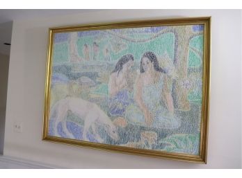 Gauguin Style Textured Painting In Antiqued Gilded Frame, Untitled