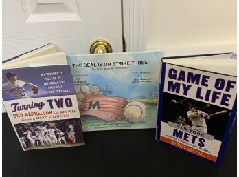 3 Assorted Signed Copies - Baseball Hard Cover Books From Ed Kranepools Library
