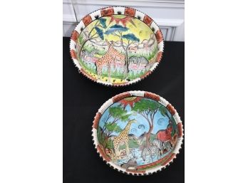 Vintage Hand Painted Ceramic Bowls Penzo Zimbabwe