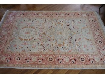 Muted & Vibrant Indian Style Hand Made Wool Area Rug, In Very Good Condition 72 X 108