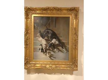 Signed Steve Hunter Untitled Oil On Canvas In Ornate Gilded Frame